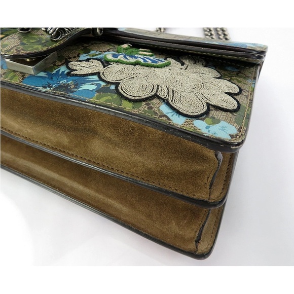 Gucci Beige and Blue Floral Shoulder Bag - Picture 5 of 16